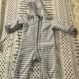 One piece Reversible fleece bunting.